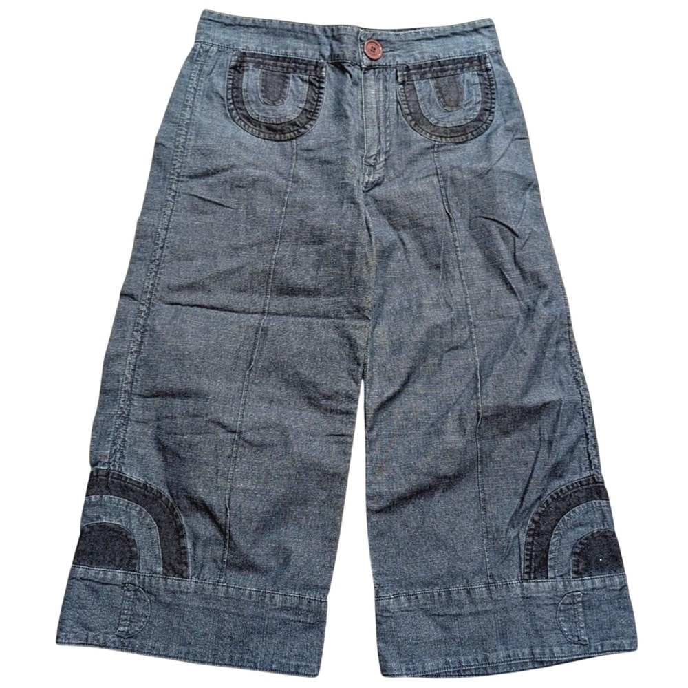Marc Jacobs Womens S Small Wide Leg Crop Jeans Denim Pants Boho Hippie